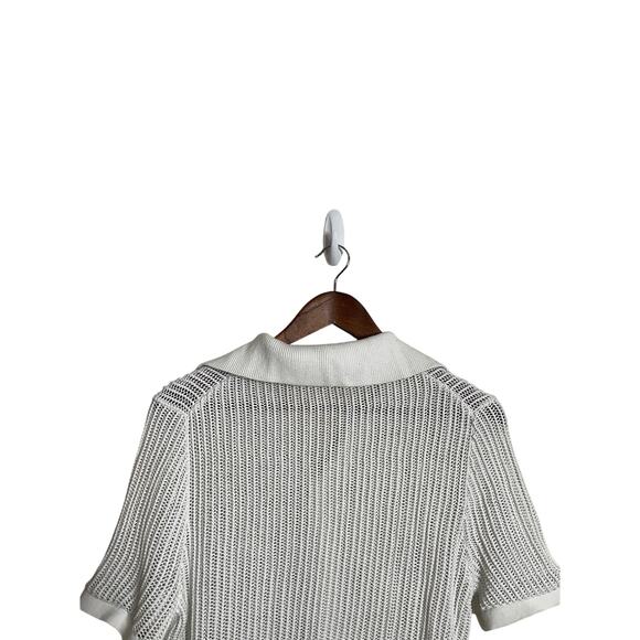 Suitsupply Off-White Crochet Polo Cardigan Cotton Silk Mens Medium - Picture 10 of 10